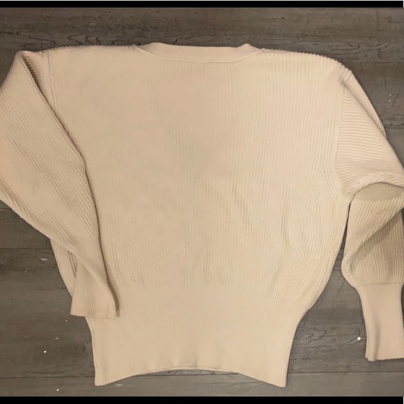 Free People Oversize Slouchy Knit V-neck Cream M - Picture 3 of 4